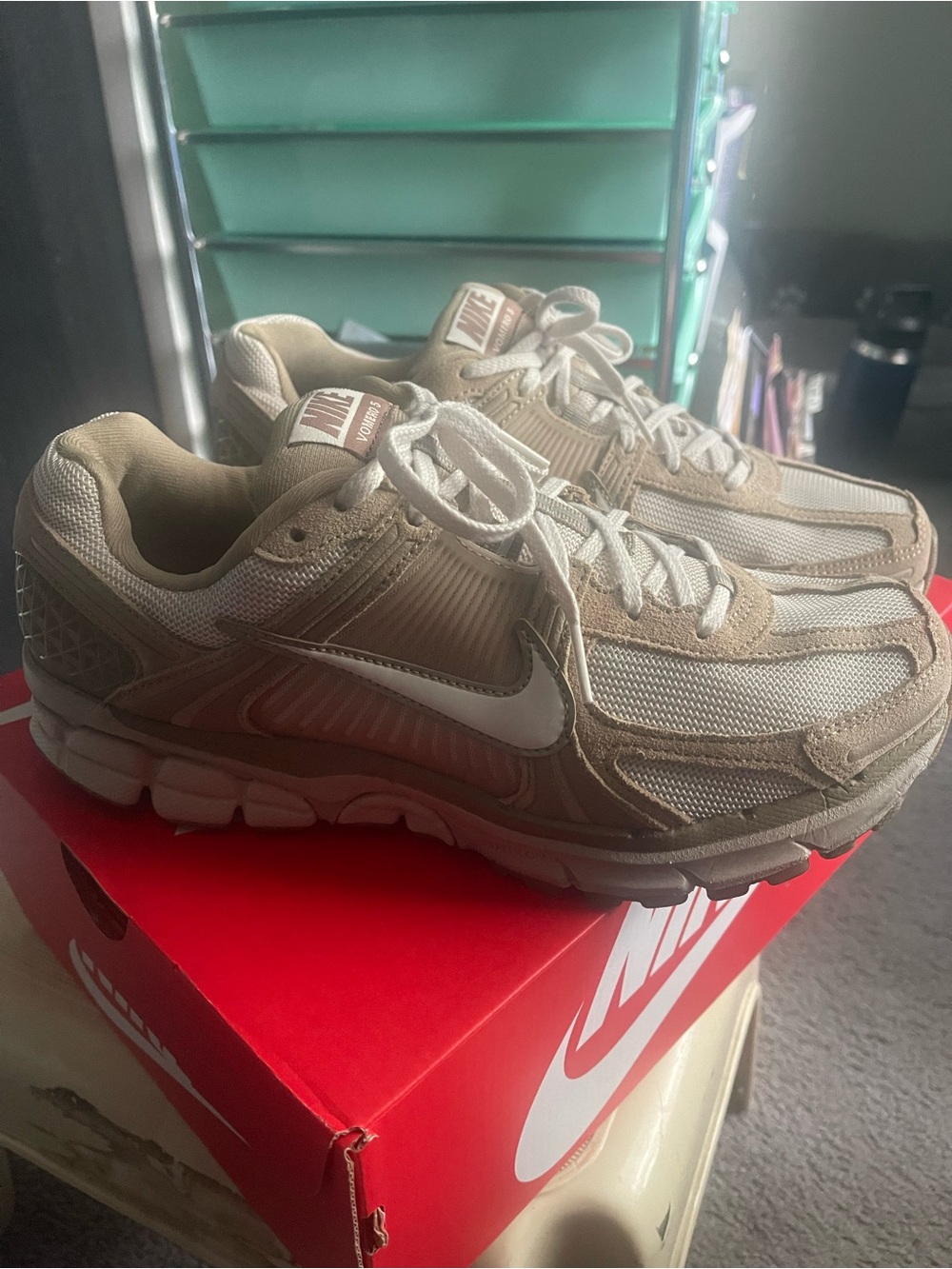 Nike Men’s Sneakers in Beige and White